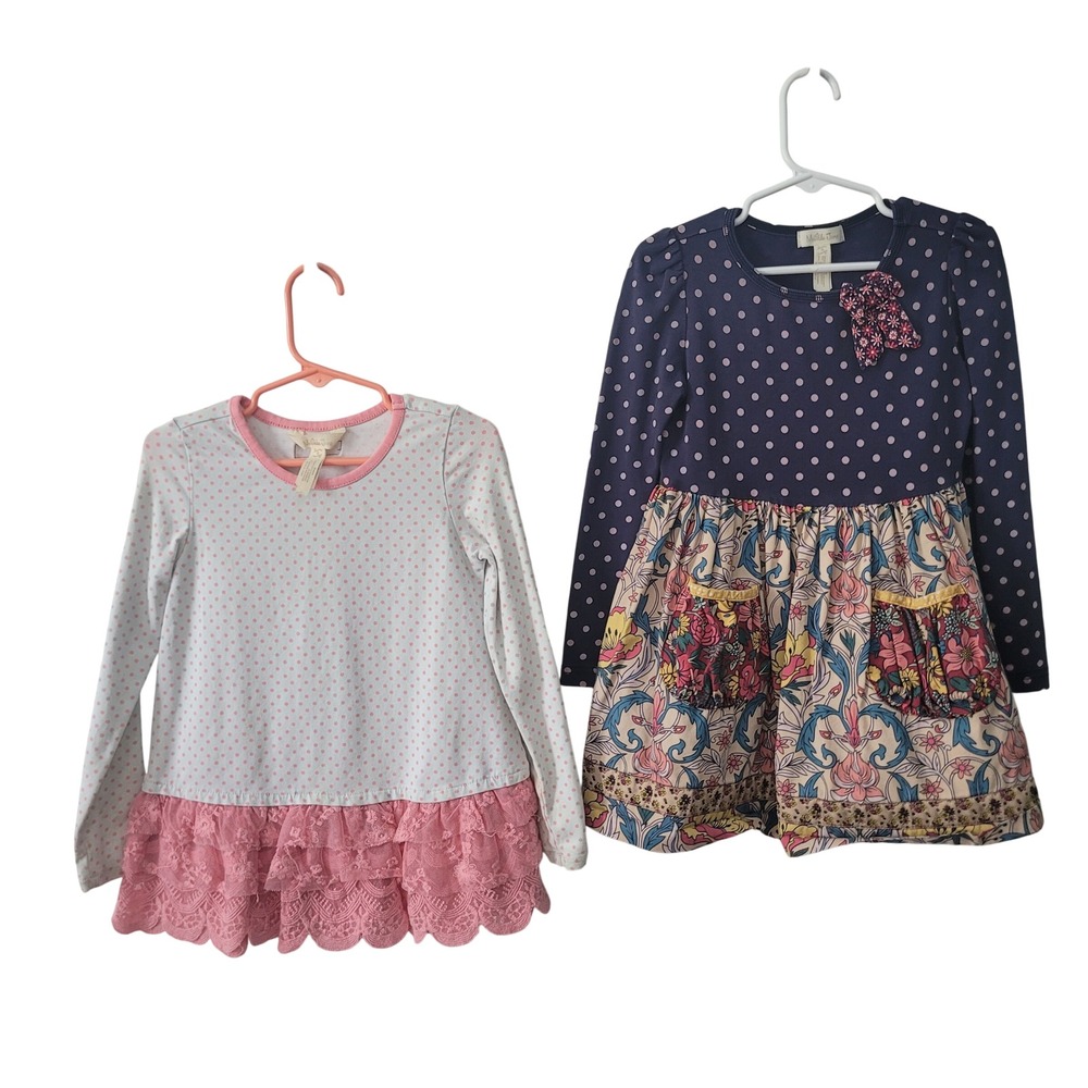 Matilda Jane Size 4 Long Sleeve Tops Girls Polka Dot Floral Ruffle Lot